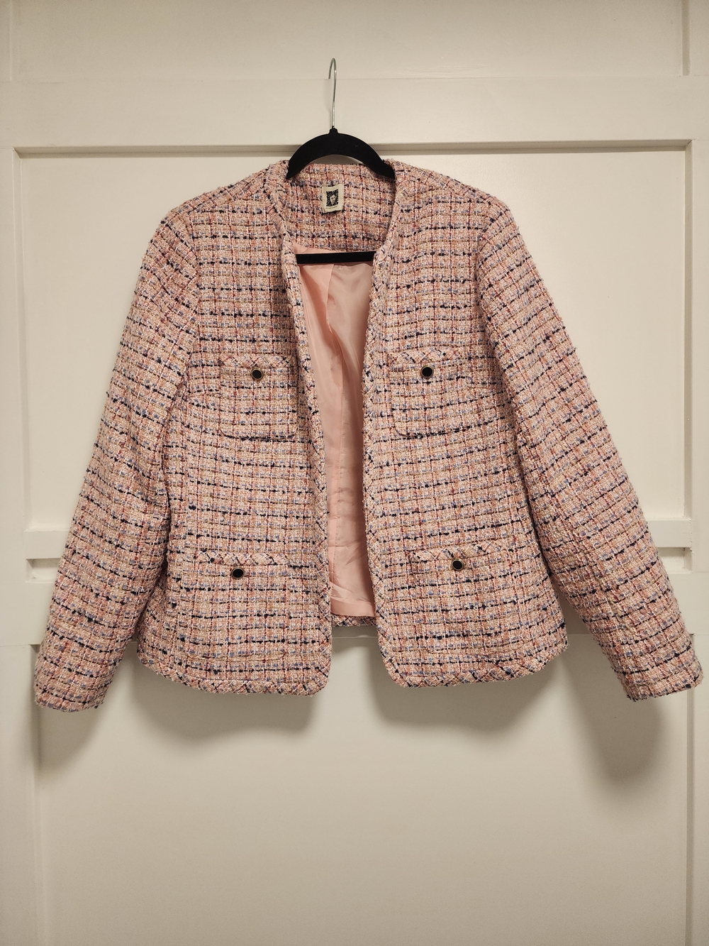 Anne Klein Pink Tweed Boxy Blazer